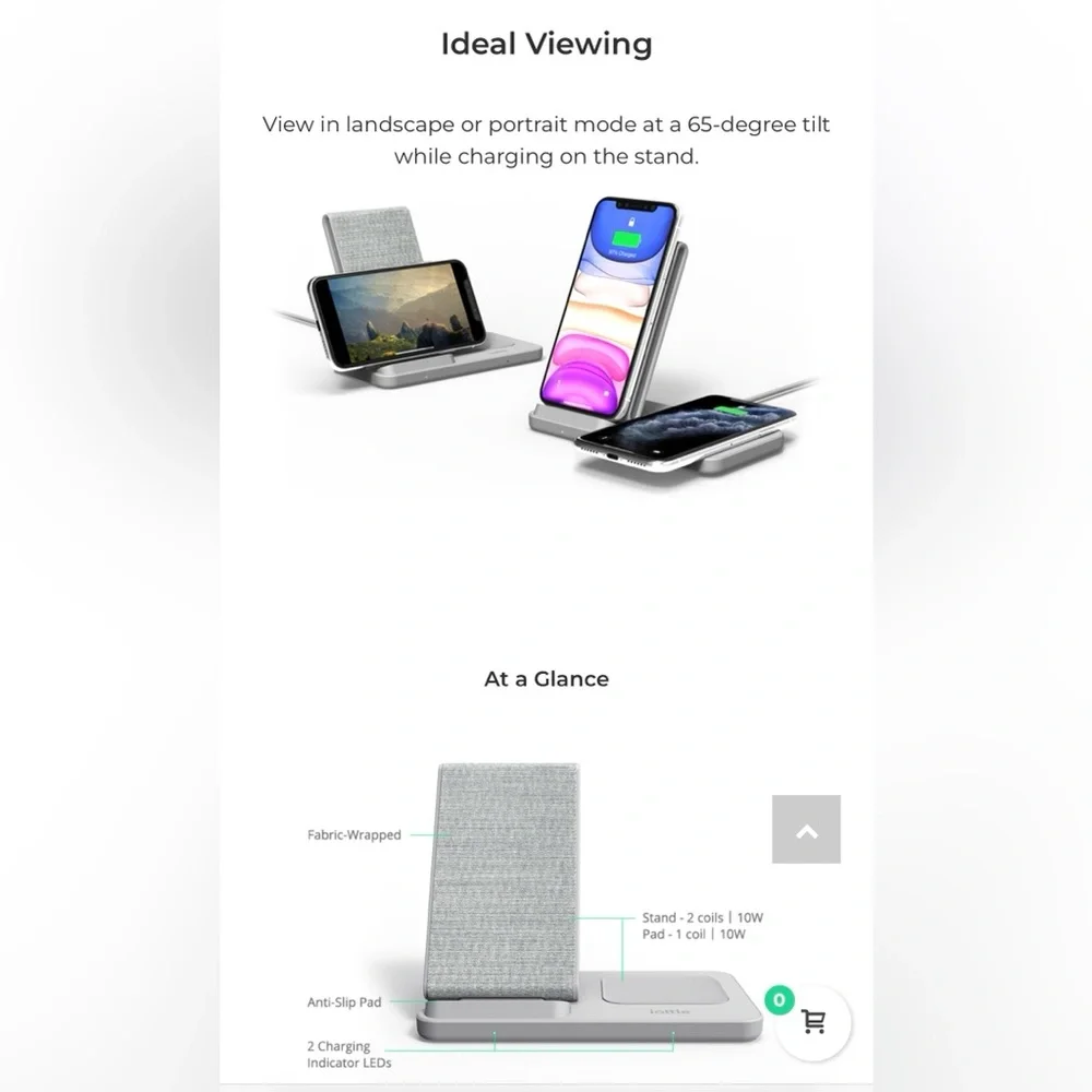 BRAND NEW IOTTIE ion wireless duo stand + pad charging device